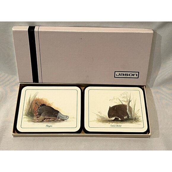 Jason Coasters Australian Animal Set 6 Cork Back Kangaroo Koala etc ORIGINAL BOX - Picture 2 of 11